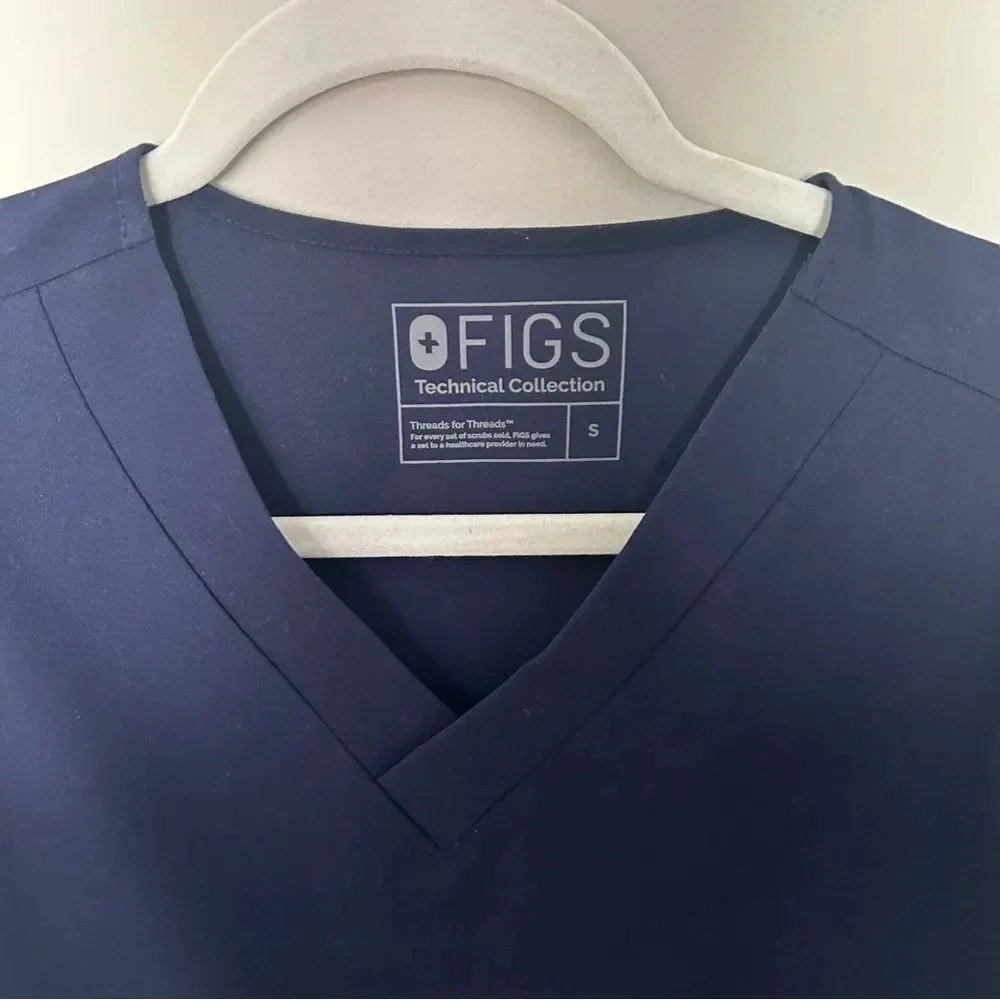 Figs Technical Collection Navy V-neck Pocket Pacora Bonded Scrub Top Small - Picture 2 of 7